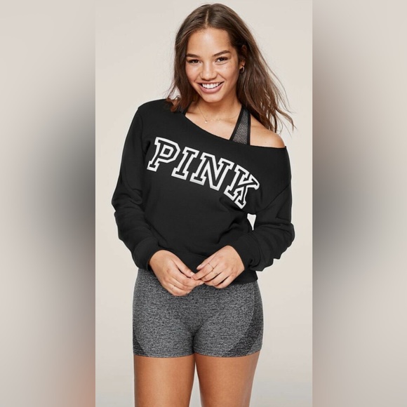PINK Victoria’s Secret Everyday Lounge Off The Shoulder Sweatshirt - Picture 1 of 12